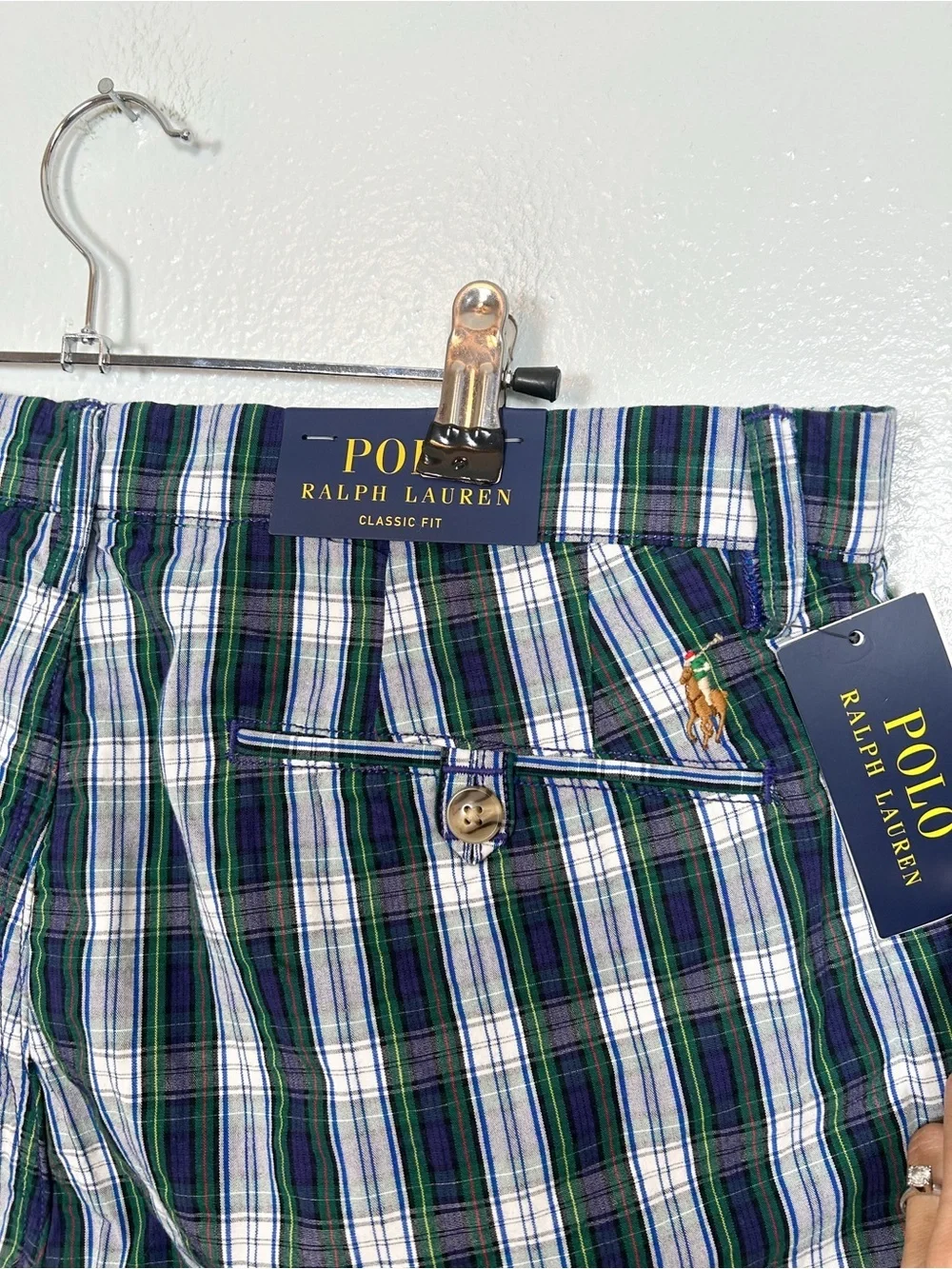 NWT Polo Ralph Lauren Tartan Plaid Classic Fit Seersucker Flat Front Pants